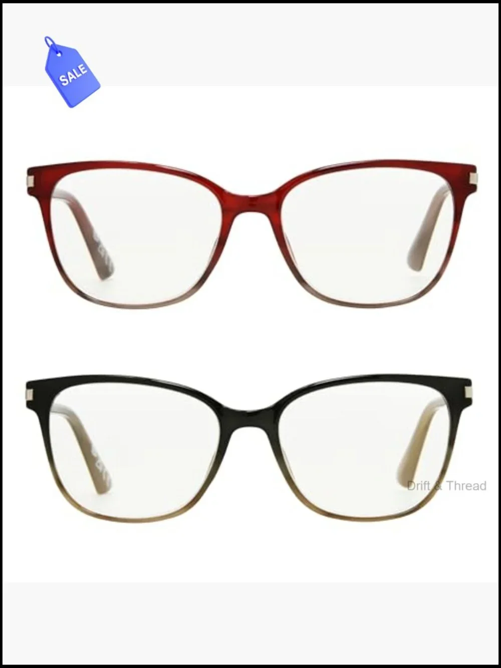 2-Pack Reading Glasses Cat-Eye Spring Hinges Case Included